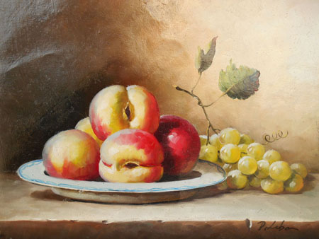 298-T1 | 20cm x 25cm | Assiette de pommes et raisin 